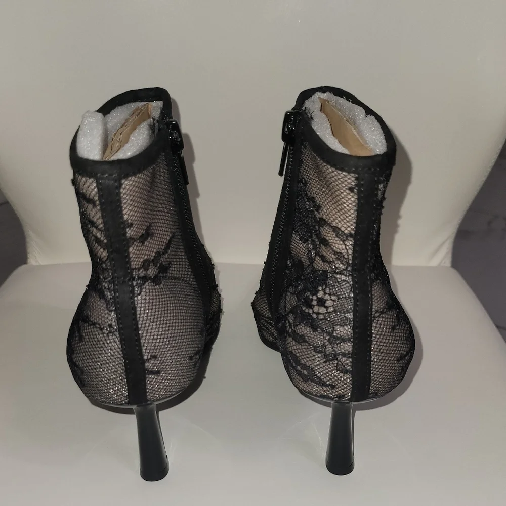 INC International Concepts Black Lace Ankle Booties Size 7M/ 37.5